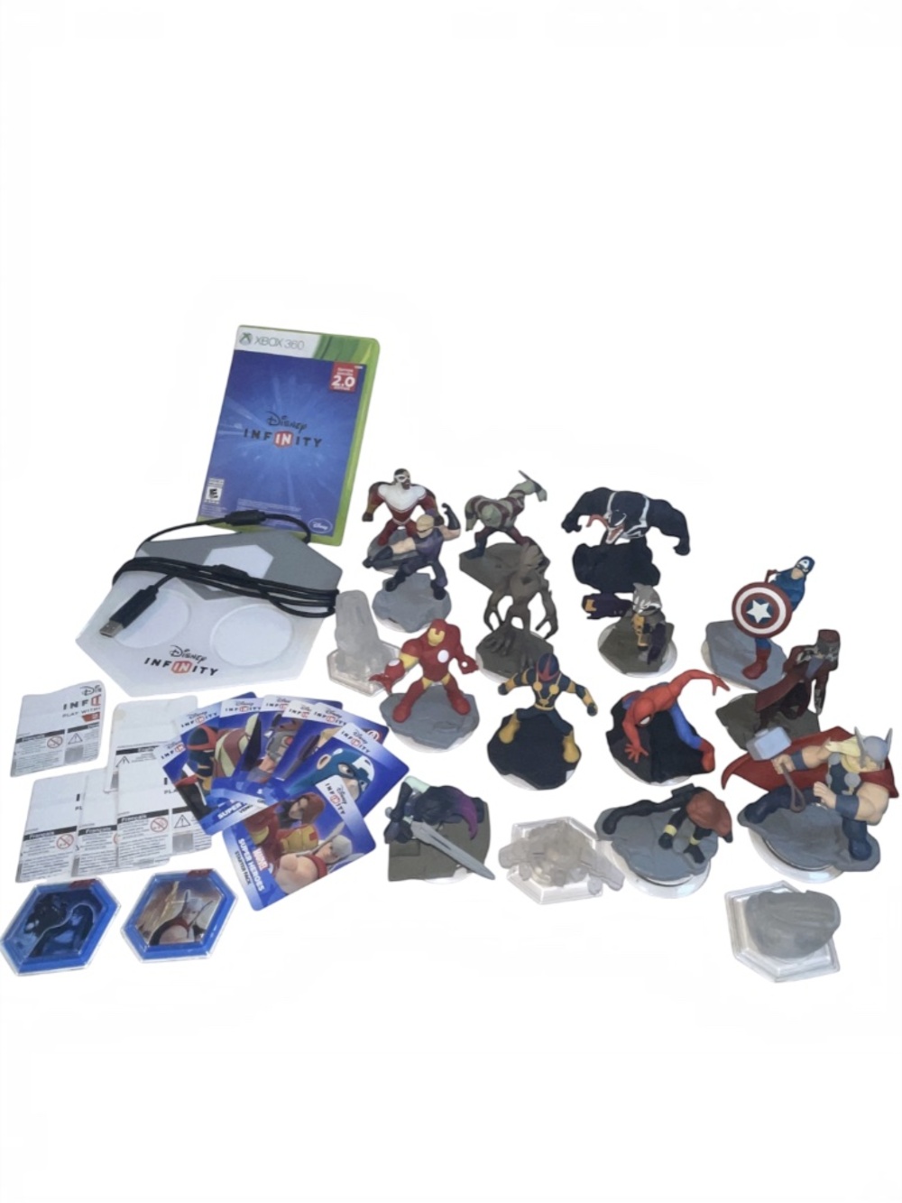 Disney Infinity Game Lot Portal Figures Crystals Xbox 360 2.0 Marvel 29 Pieces